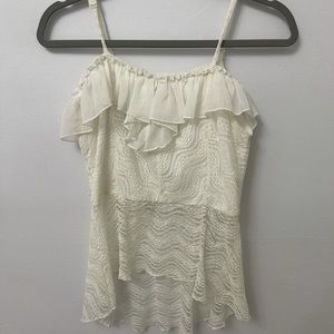 EN Creme white crop top, with lace bottom